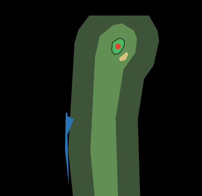 The hole drawn on the watch, with the yardage on top of it.